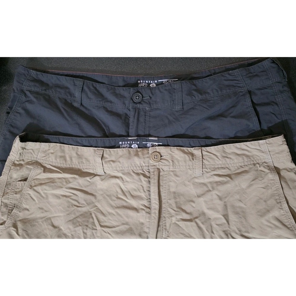 2-Mountain Hardwear Cargo Hiking Shorts Mens 40 Gray Tan Nylon Ripstop Fishing
